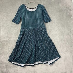 LuLaRoe Womens Dress 3 Extra Large Fitted Sleeves‎ Blue Orange Maroon Multicolor